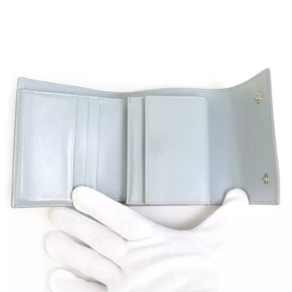 Auth CELINE Trifold Wallet Light Gray Leather - - Picture 3 of 8